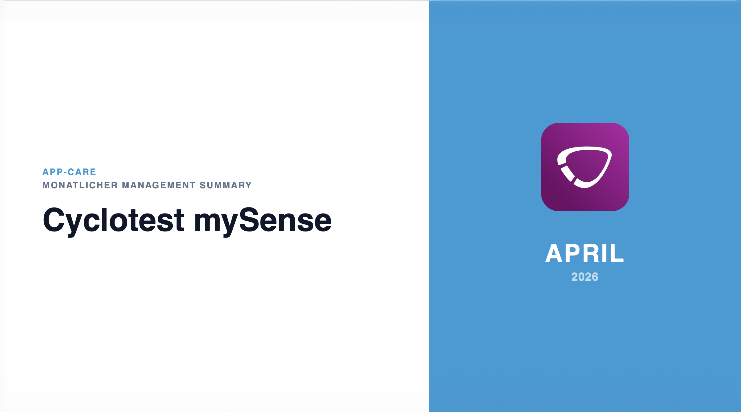 Management Summary Cover — Cyclotest mySense